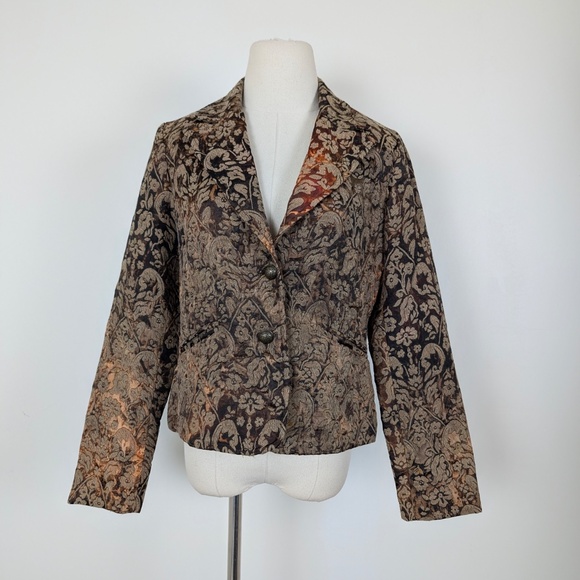 Snazzle Brocade Blazer Floral Long Sleeve Jacquard Damask - Picture 6 of 10